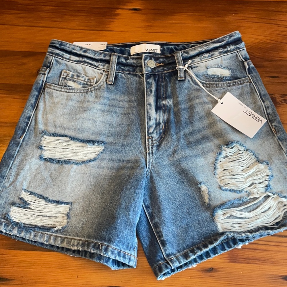 Vervet distressed boyfriend denim shorts
